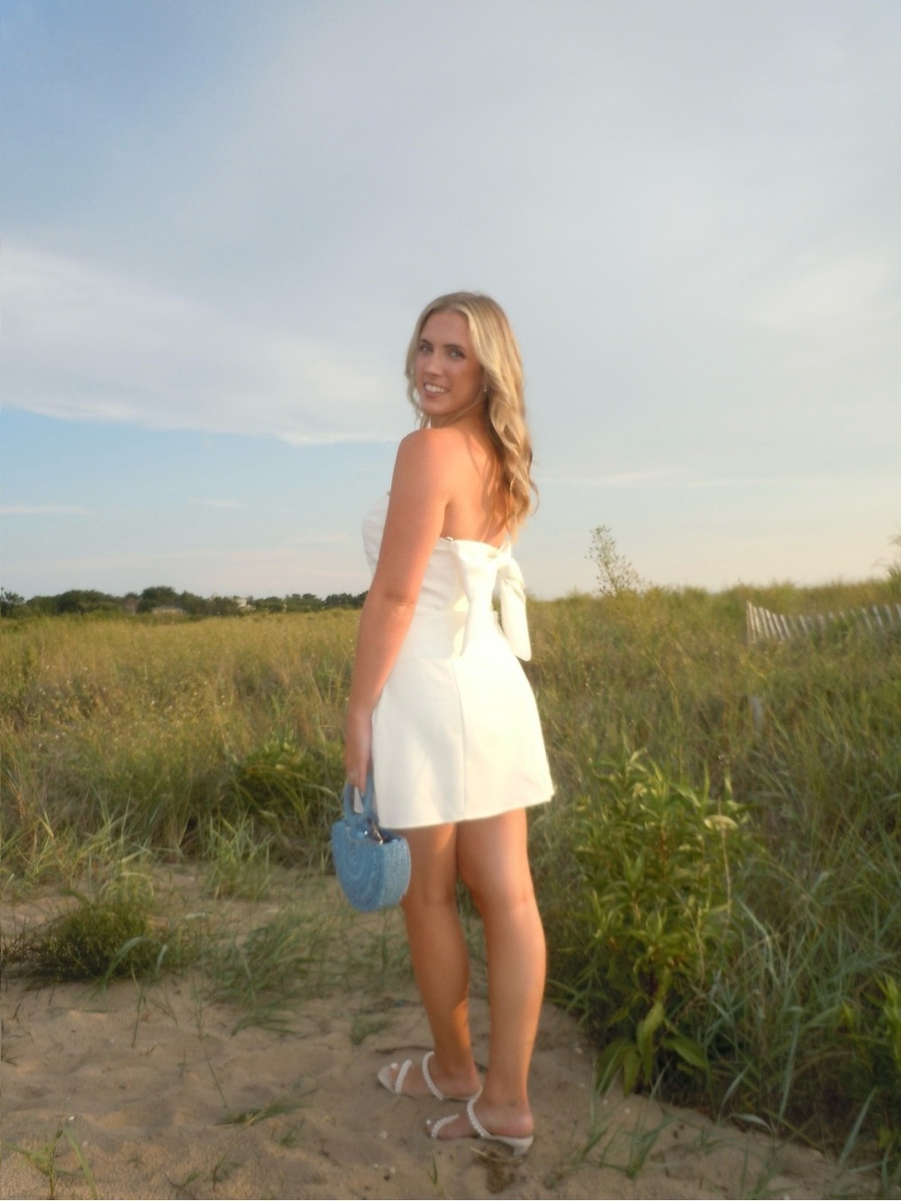 Nordstrom Strapless White Mini Dress with Back Bow